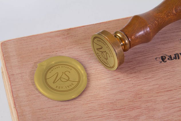 复古信笺蜡封印章设计样机 Wax Seal Stamp Mock Up插图(1)