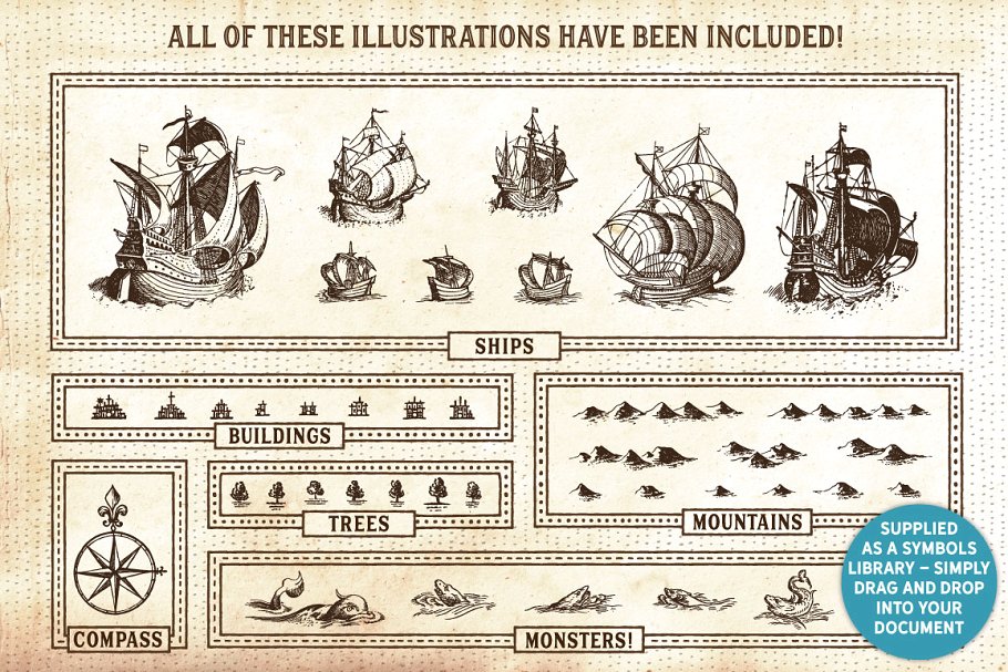 复古航海地图设计工具包 The Vintage Nautical Map Maker插图(2)