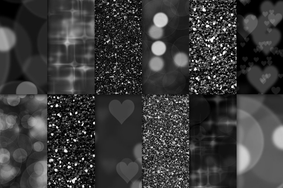 黑钻石闪光和散景叠层背景素材 Black Diamond Glitter and Bokeh插图(1)