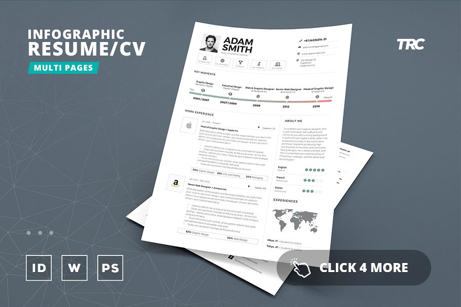 经典信息图表简历模板V9 Infographic Resume/Cv Template Vol.9插图1