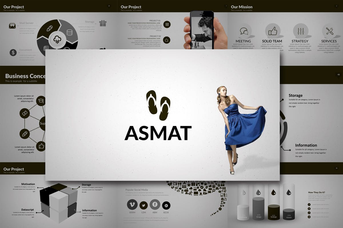 商业计划书项目推荐演示文稿PPT模板 ASMAT Powerpoint Template插图