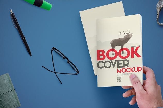 简装书籍封面设计样机模板 Book Cover Mockups Scene插图(1)
