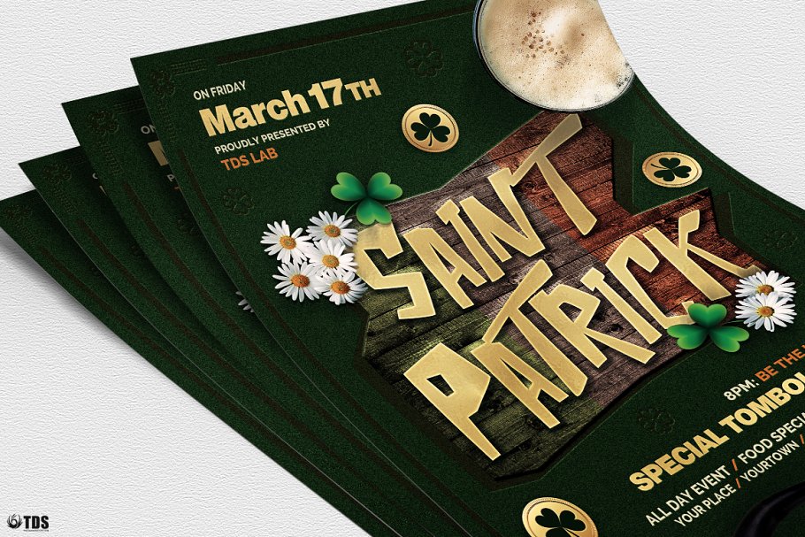 圣帕特里克节活动海报传单PSD模板v6 Saint Patricks Day Flyer PSD V6插图(4)