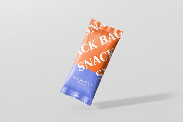 小尺寸糖果零食袋包装样机 Snack Foil Bag Mockup – Slim Size插图(1)