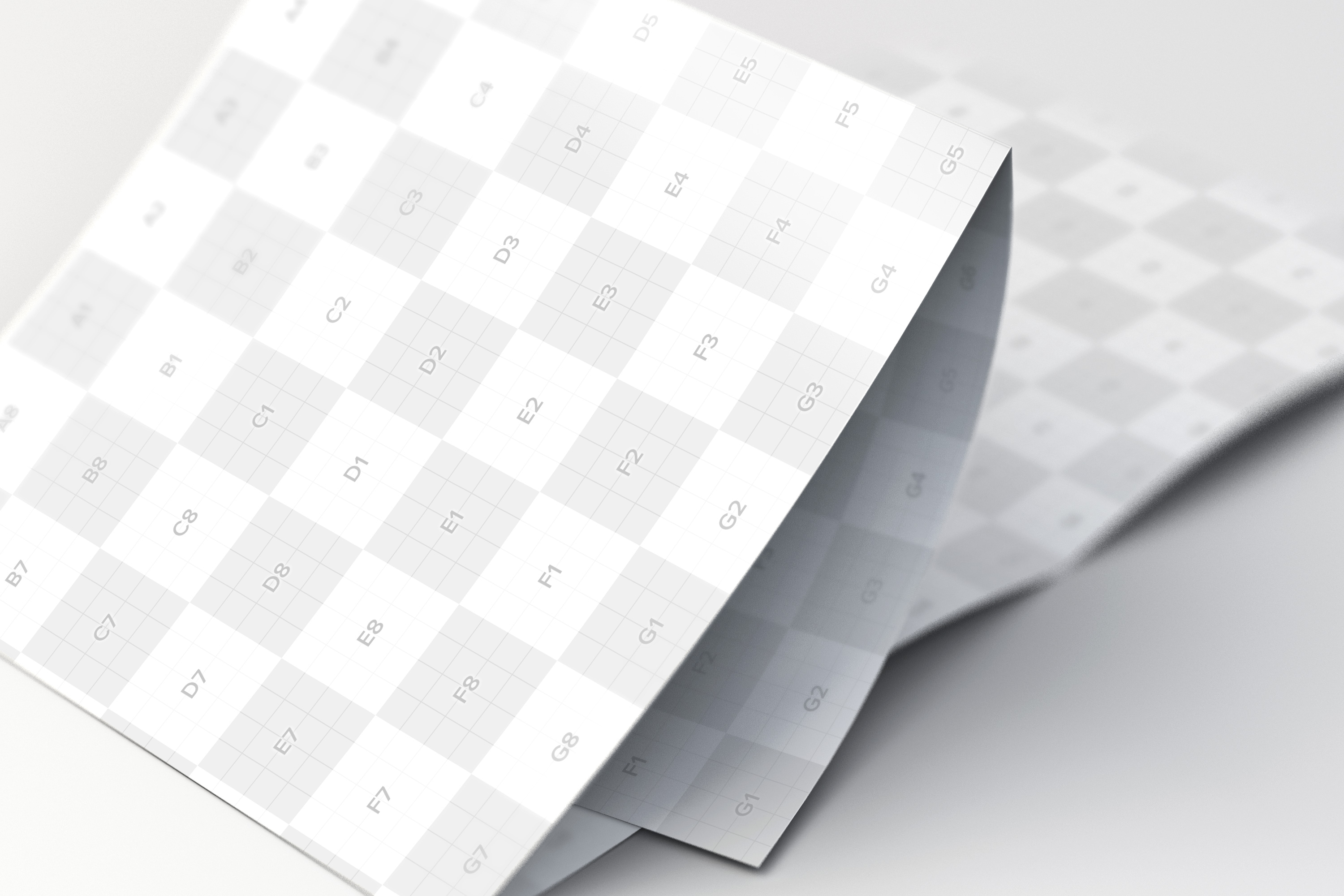 方形四折页小册子＆传单展开效果特写样机模板 Unfolding Square 4-Fold Brochure Close Up Mockup插图2