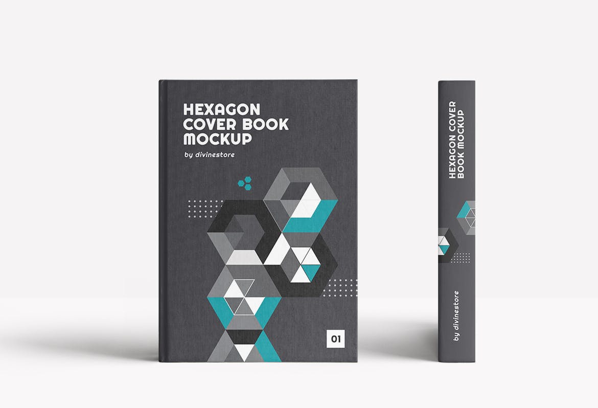 精装图书封面设计效果图样机 Hexagon Cover Book Mockup插图1