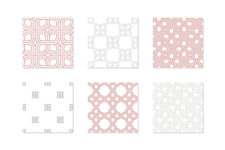 简约编织线条无缝图案集 Weaving Seamless Patterns Set插图(1)