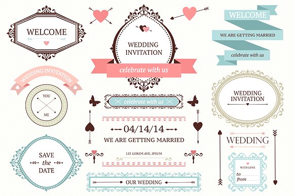 婚礼装饰设计矢量元素 Wedding Icons Collection插图(2)
