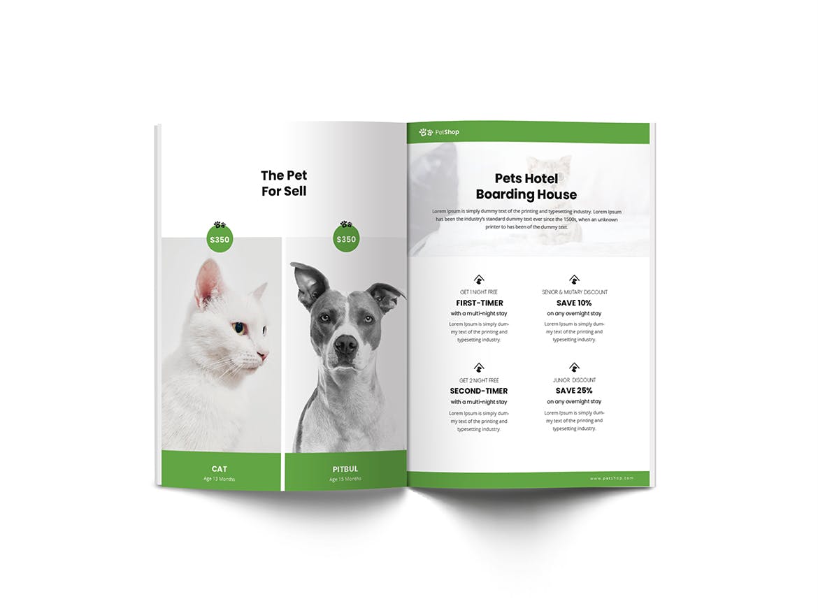 A4纸尺寸宠物医院/宠物店简介画册设计模板 Pet Shop A4 Brochure Template插图10
