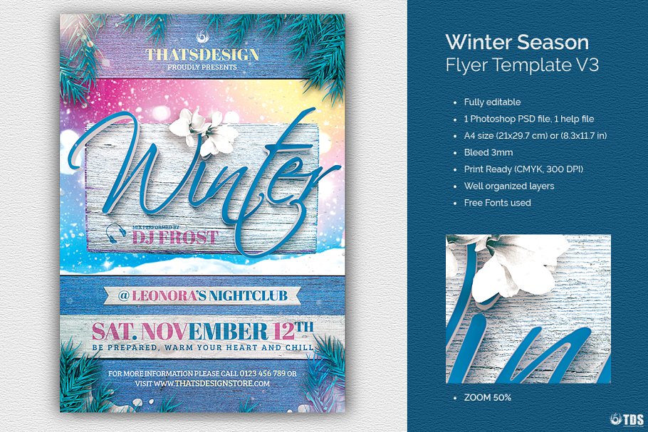 冬日节气活动宣传传单PSD模板v3 Winter Season Flyer PSD V3插图