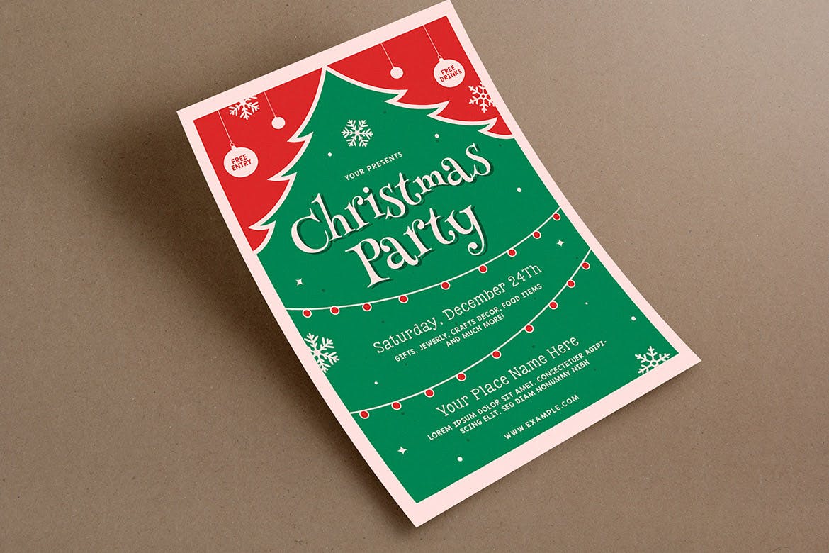复古设计风格圣诞节活动海报传单模板v2 Retro Christmas Event Flyer插图(2)