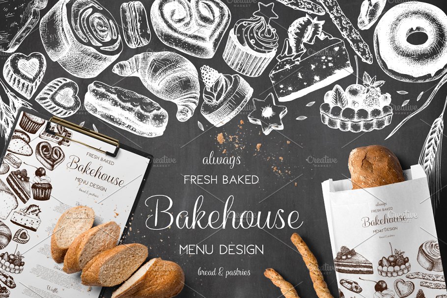 面包店菜单矢量图形 Bakery Menu Vector Design插图
