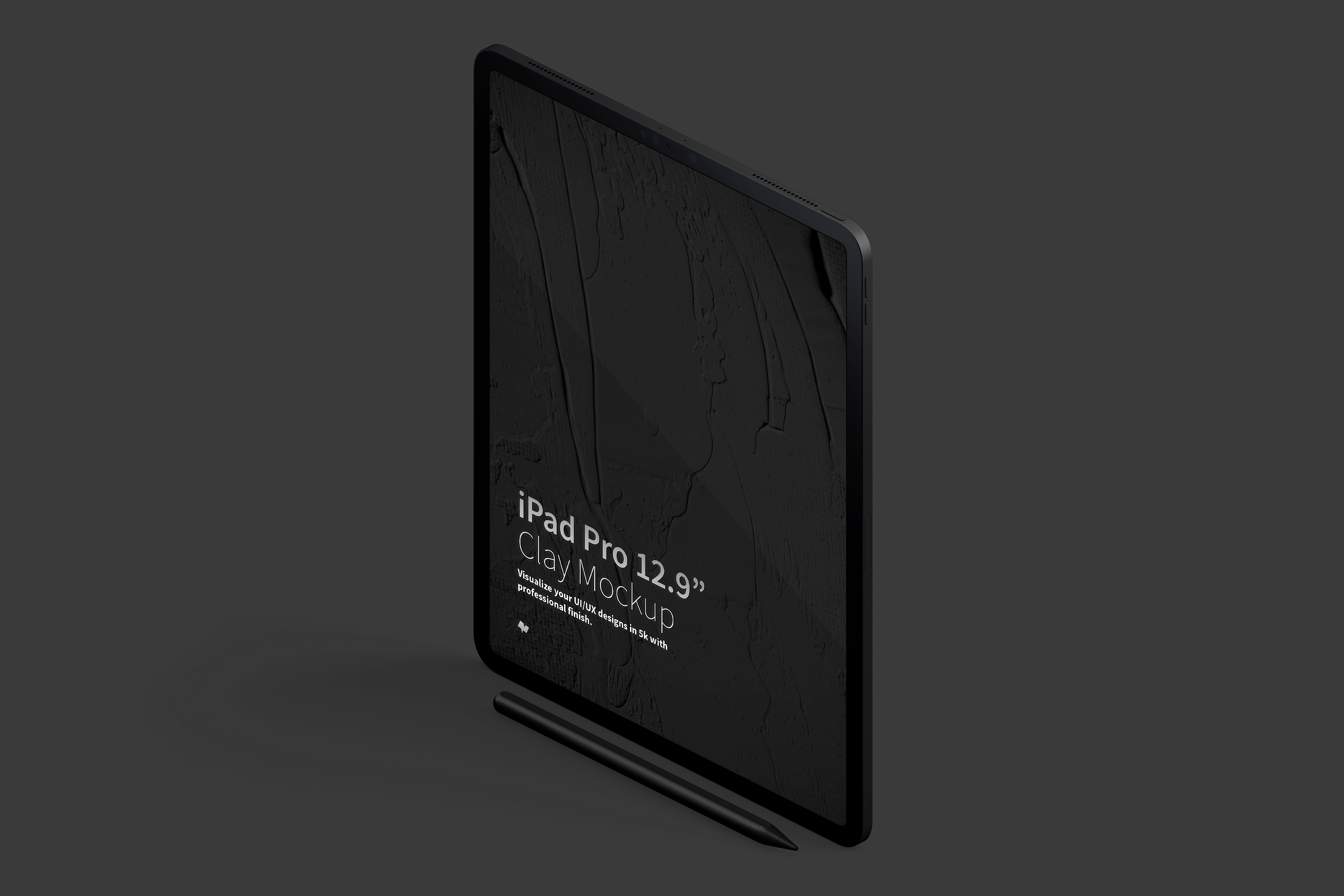iPad Pro平板电脑屏幕等距左视图样机02 Clay iPad Pro 12.9” Mockup, Isometric Left View 02插图(4)