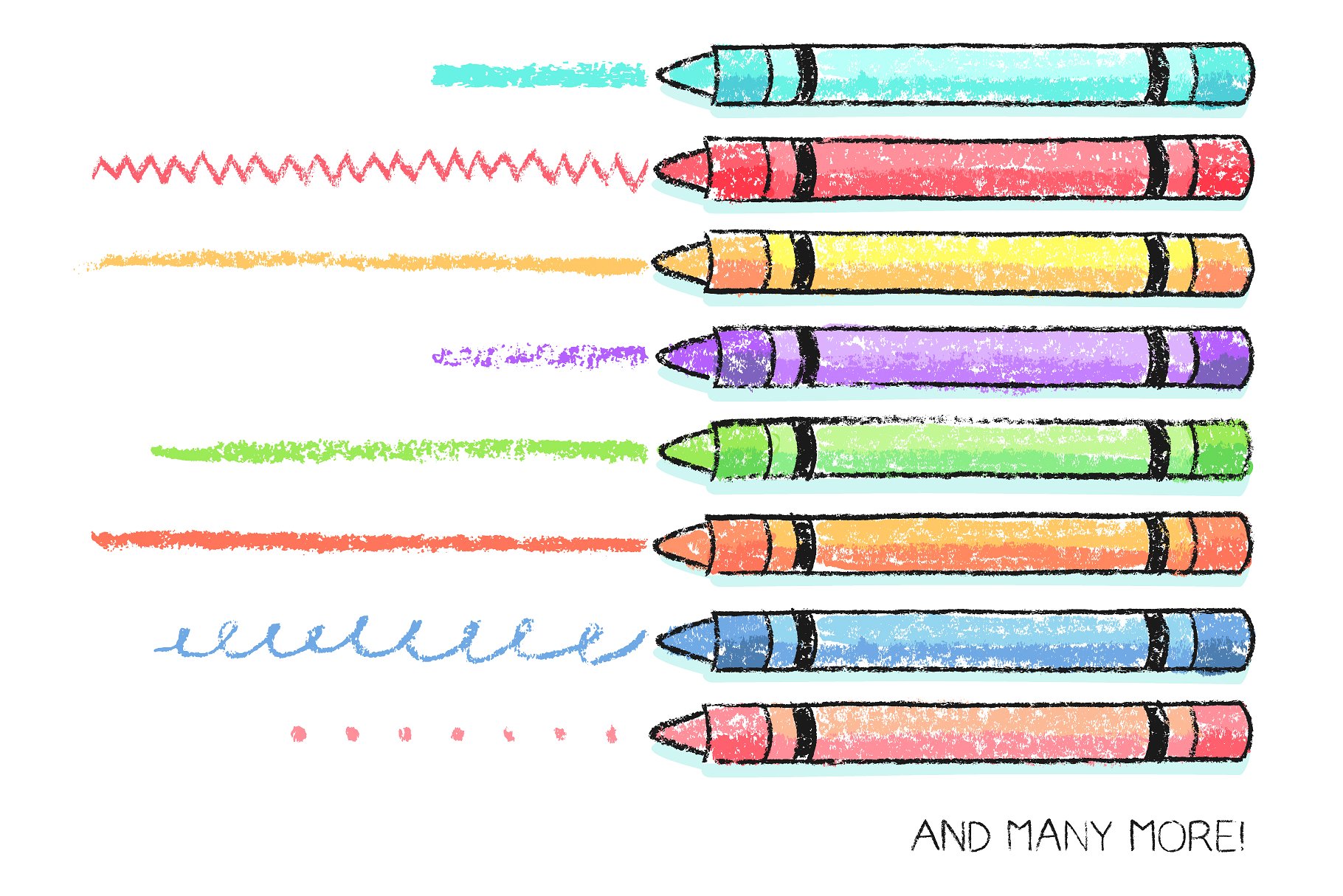 130+蜡笔笔画AI笔刷合集 Wax crayon AI brushes插图2