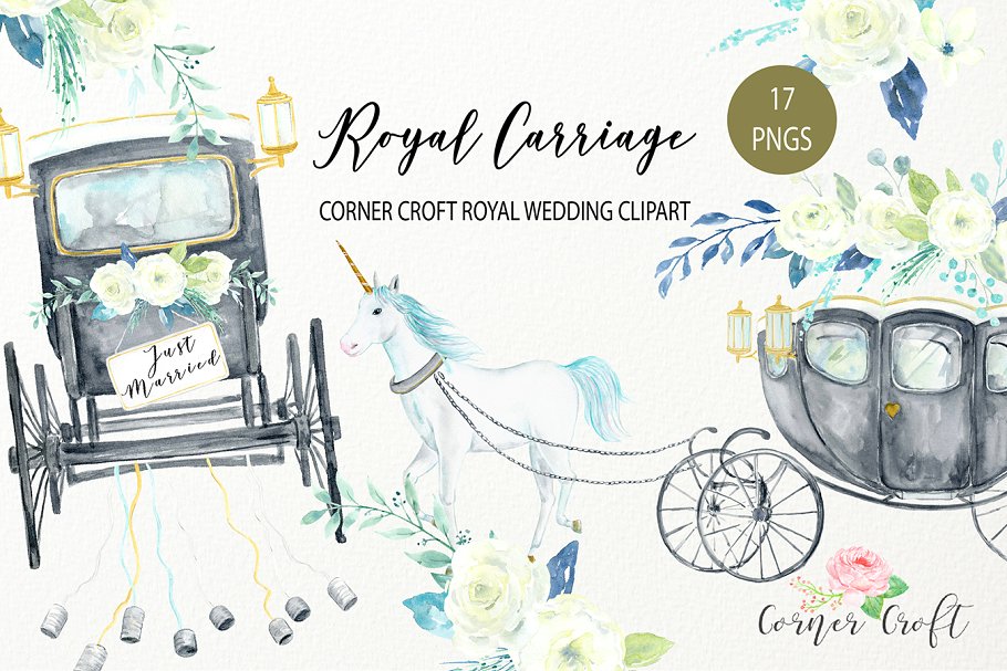 童话故事皇家马车水彩手绘插图 Royal Carriage Illustration插图