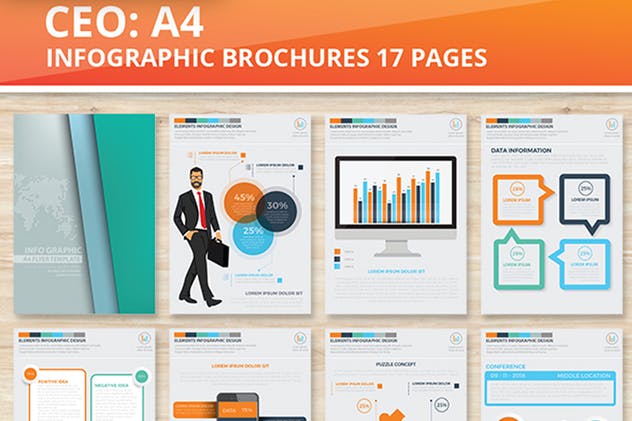 商业数据分析信息图表元素市场分析报告设计模板 CEO Infographics Design 17 Pages插图6