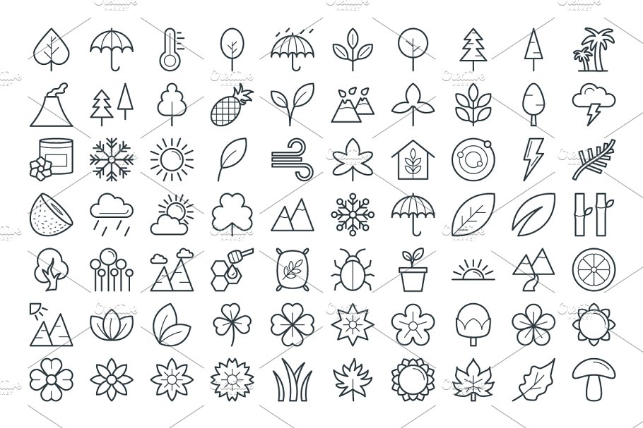 125+自然主题矢量图标 125+ Nature Vector Icons插图(1)