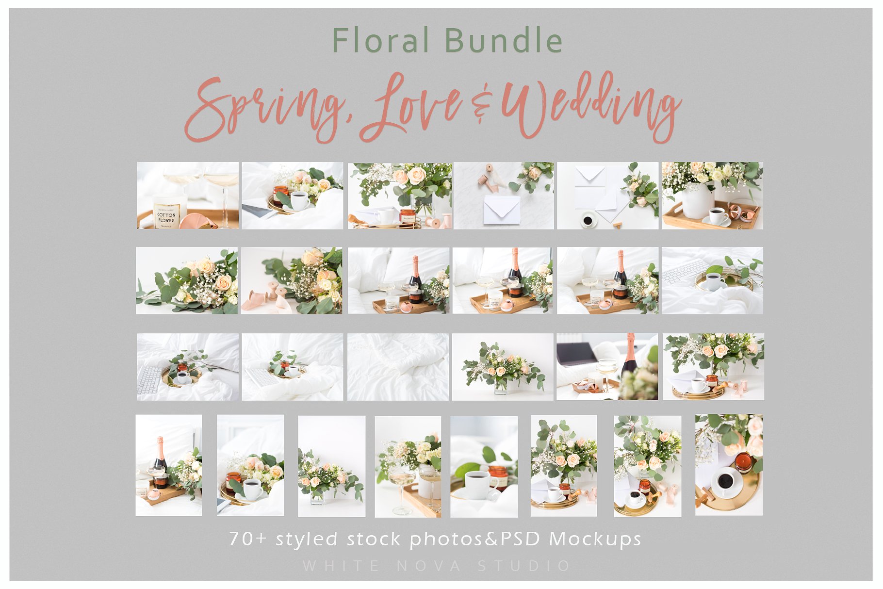 春天主题婚礼花卉背景贴图样机[1.1GB] Floral Bundle: Spring Love & Wedding插图(14)