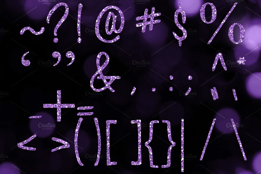 紫色闪光字母剪贴画 Purple Glitter Alphabet Clip Art插图2
