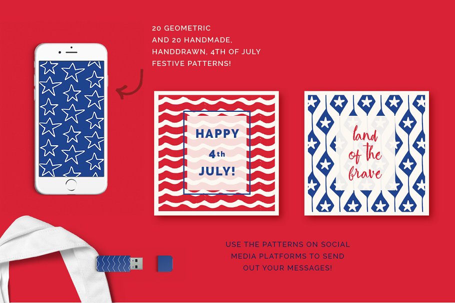 独立日节日主题纹理图案素材 Independence Day Patterns插图3