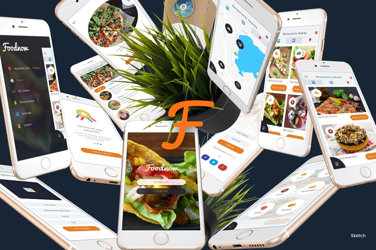 美食主题APP应用UI套件 Foodnow – Sketch Mobile UI Kit插图