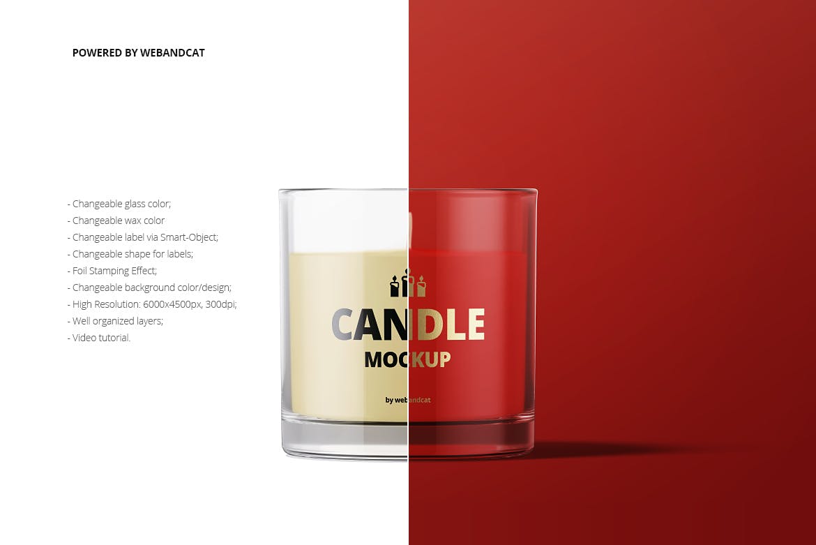 玻璃杯蜡烛设计样机模板 Candle in Glass Mock-up插图(1)