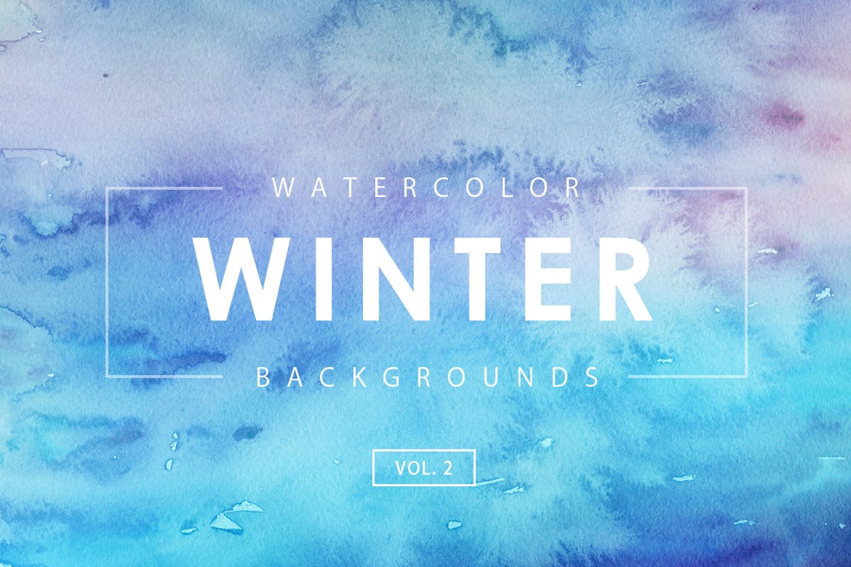 冬天冰雪水彩背景套装Vol.2 Winter Watercolor Backgrounds 2插图