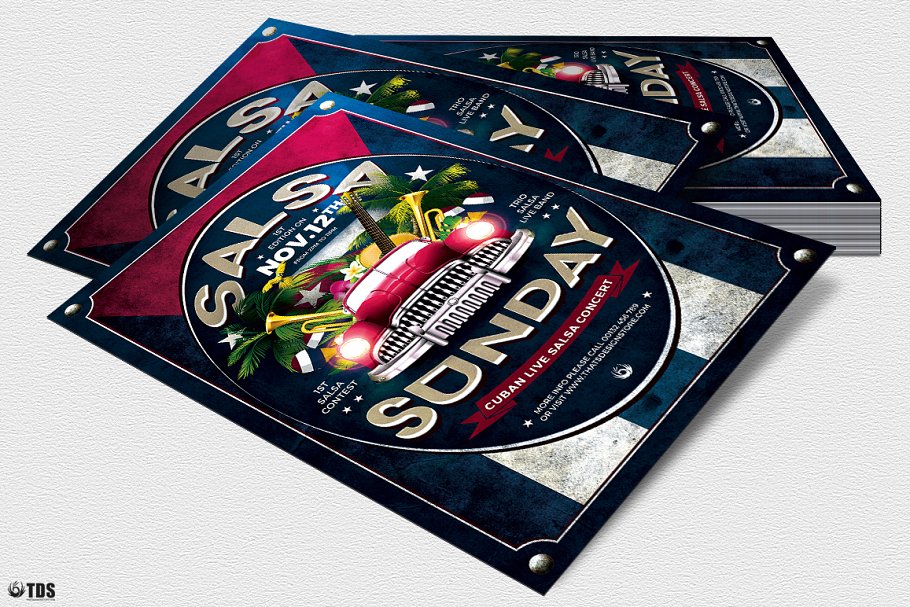古巴萨尔萨舞曲现场活动海报传单模板v2 Cuban Live Salsa Flyer PSD V2插图3
