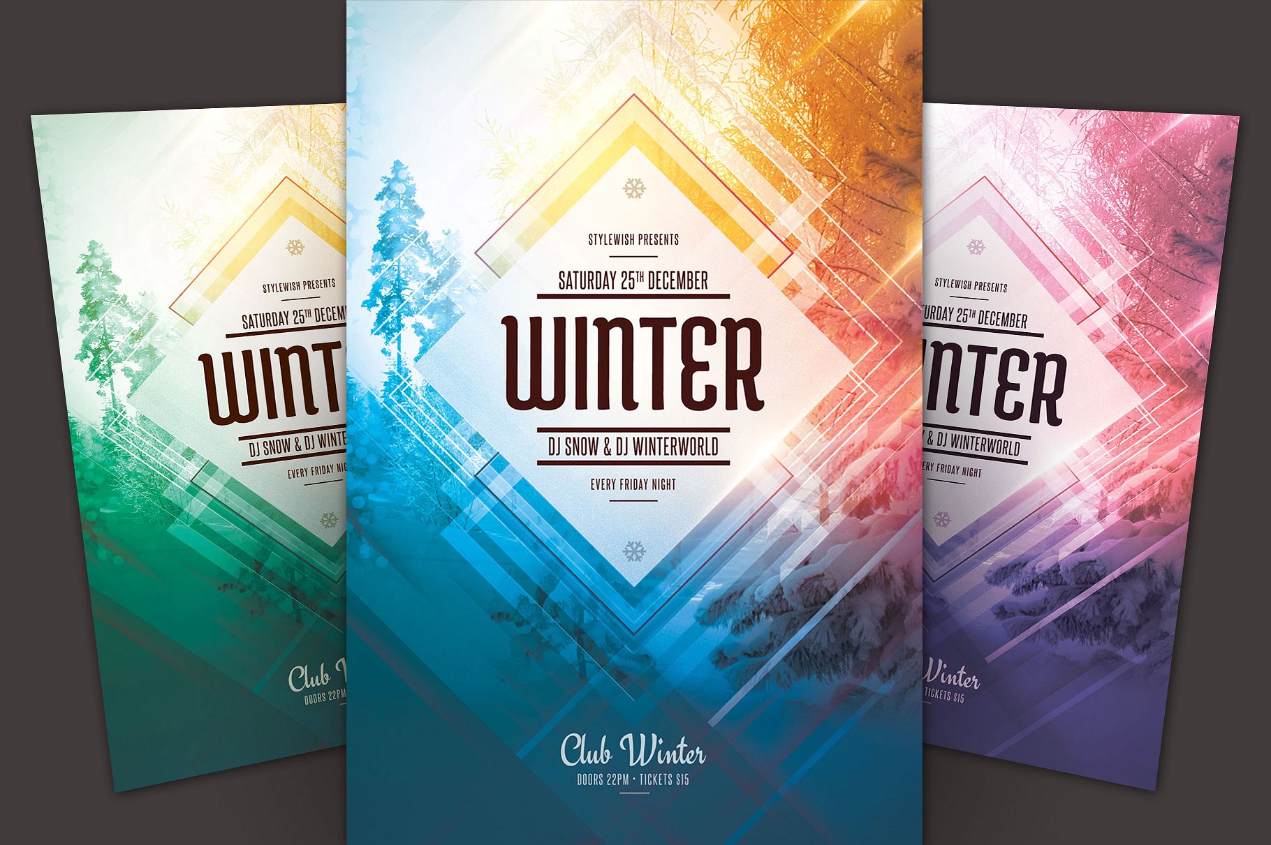 冬天氛围背景活动海报传单设计模板 Winter Flyer Template插图