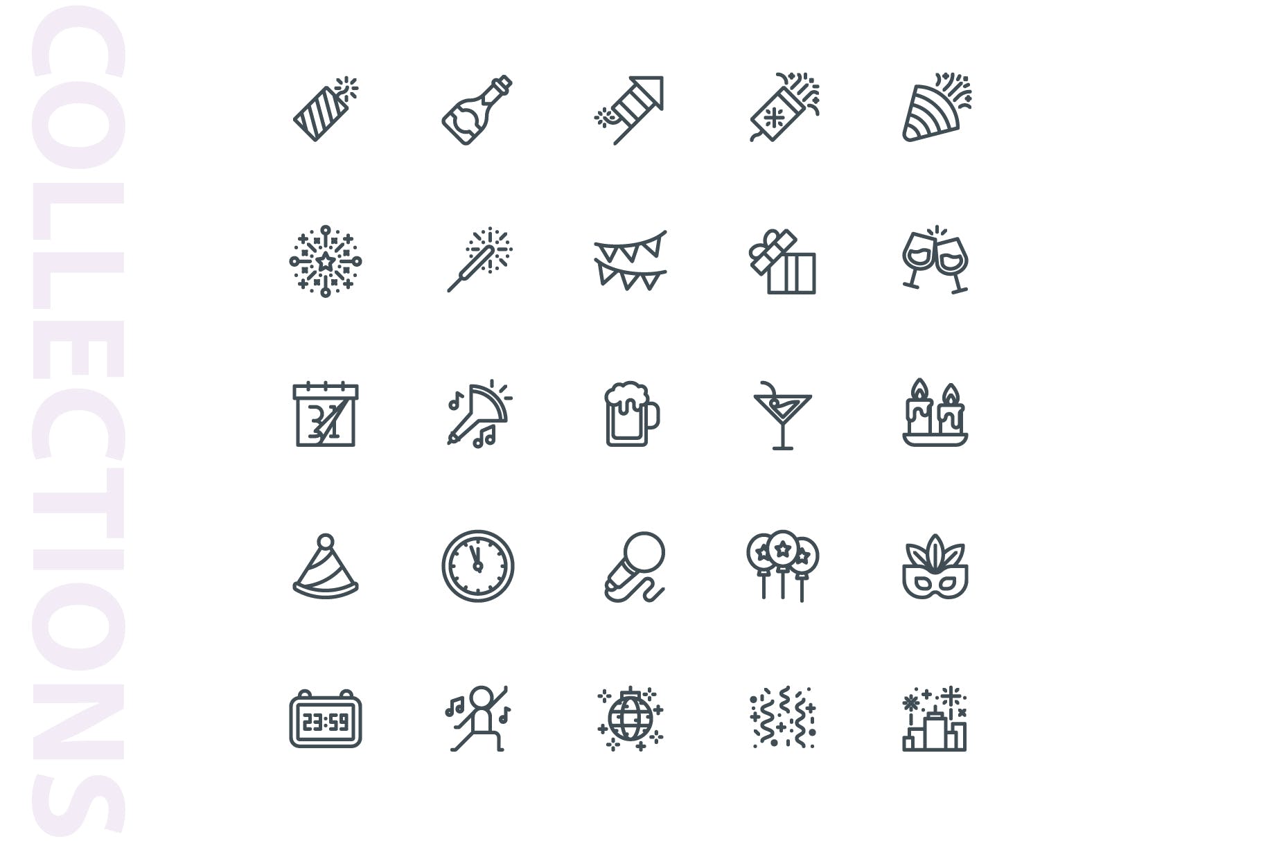 25枚新年主题矢量线性图标 New Year Lineart  Icons插图(3)