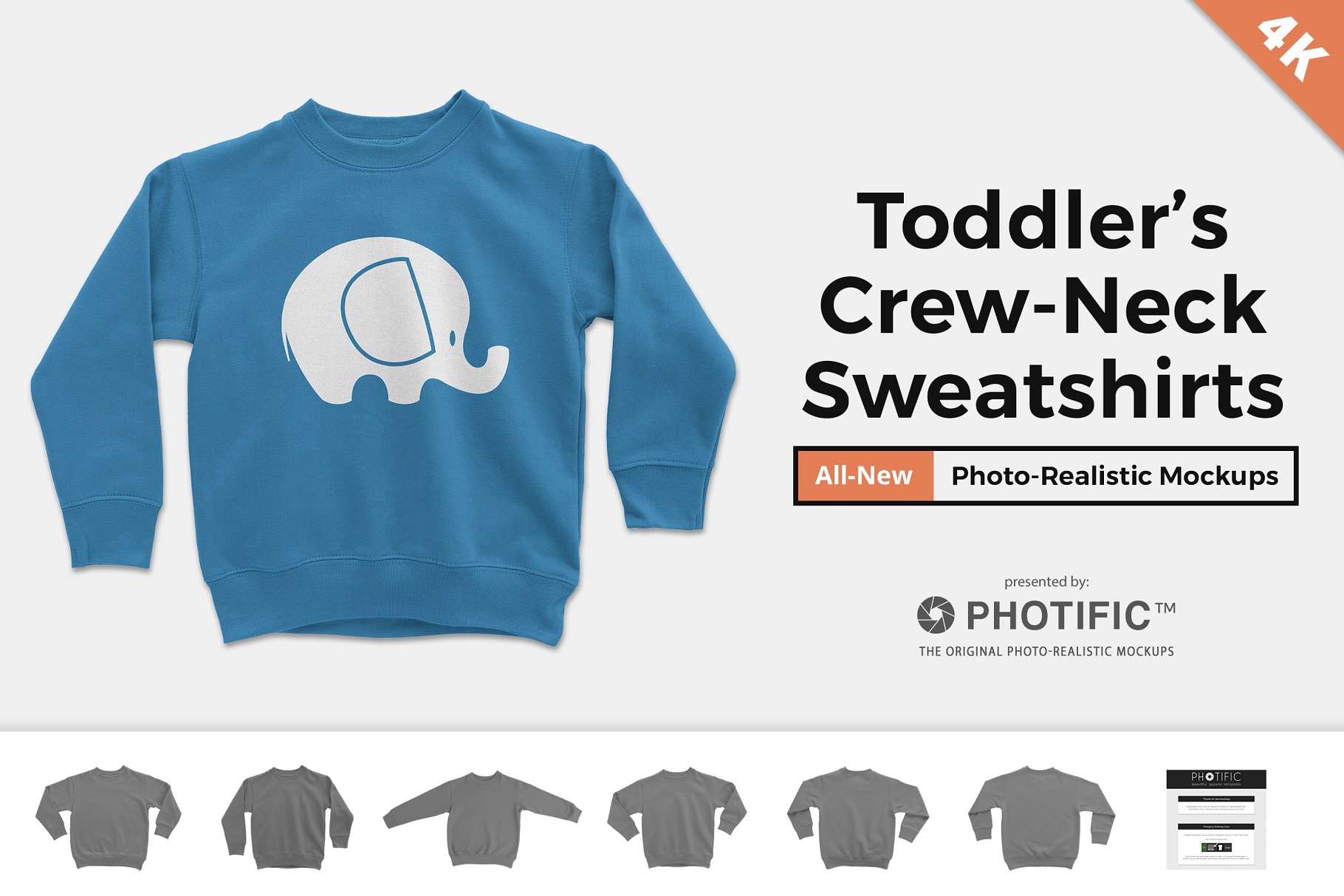 幼童长袖毛衣样机模板 Toddler’s Crew Neck Sweater Mockups插图
