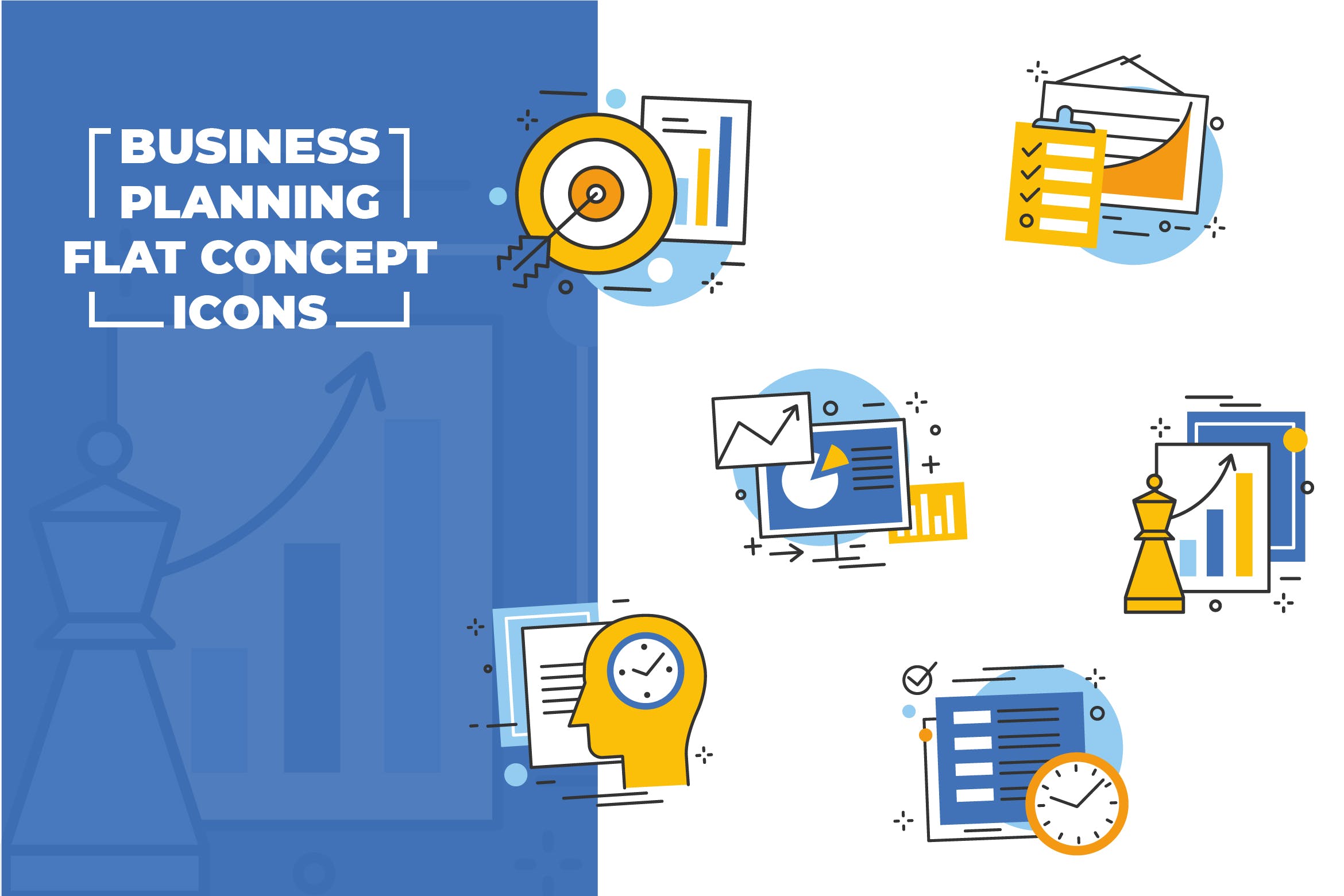 商业计划扁平设计风格矢量图标 Business Planning Flat Icons插图