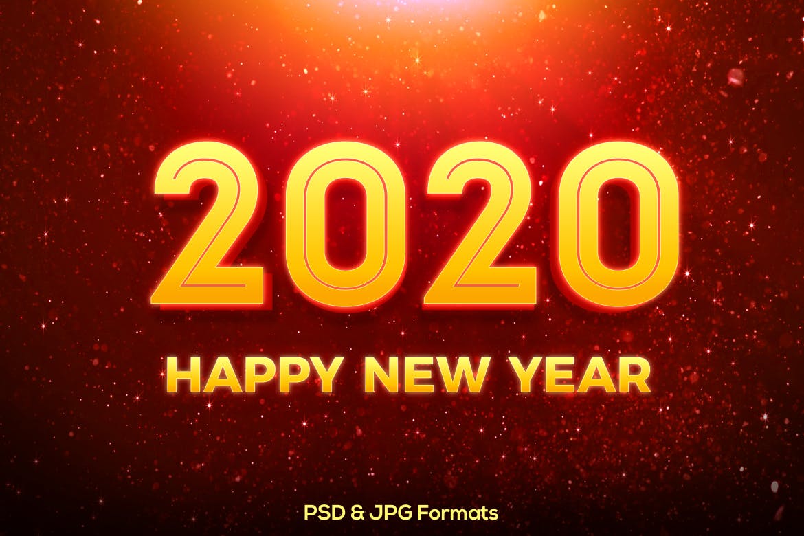 新年立体金色渐变色效果字体样式PSD分层模板v3 New Year 2020 V3插图1