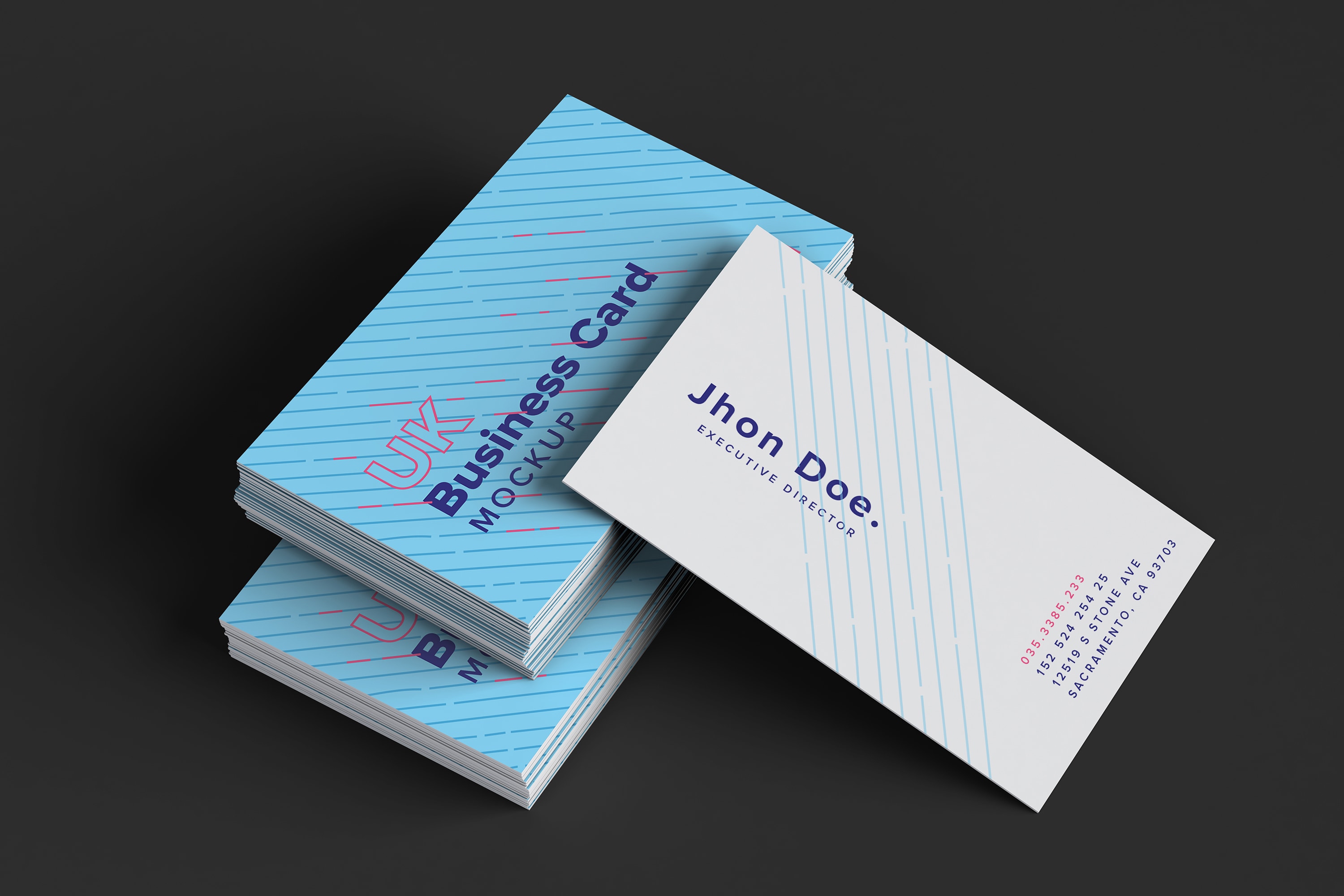 英国尺寸标准企业名片设计图预览样机09 UK Business Cards Mockup 09插图(3)