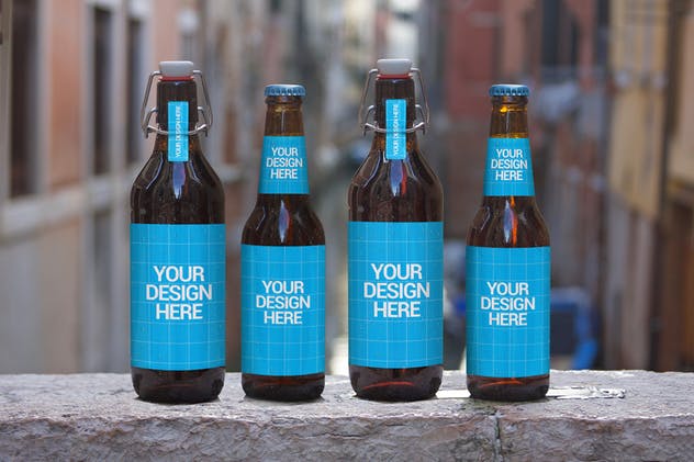 威尼斯水城场景啤酒瓶外观展示样机 15 Beer Mockups in Venetian插图(5)