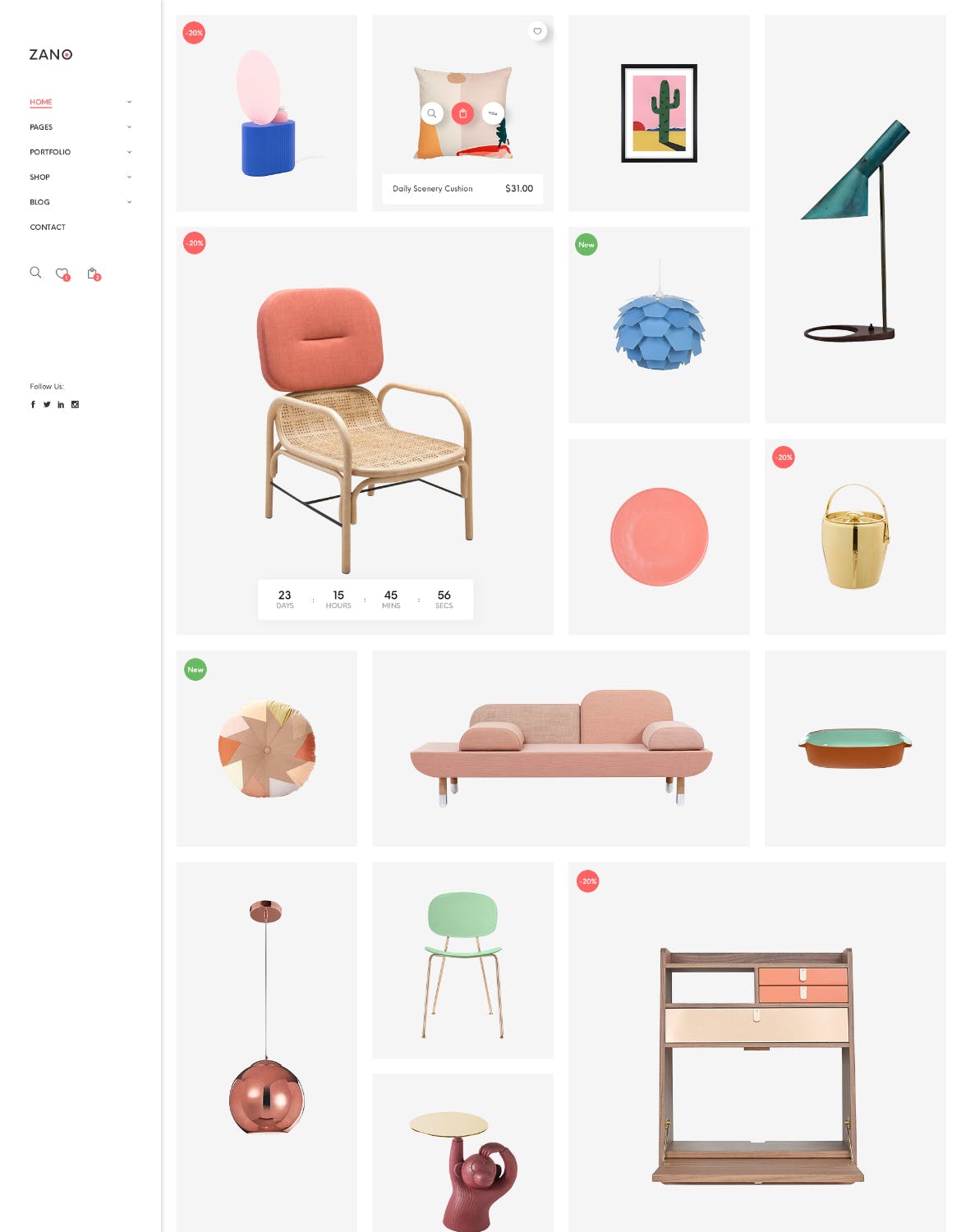 家具电子商务网上商城设计PSD模板 Zano | Furniture eCommerce PSD Template插图3