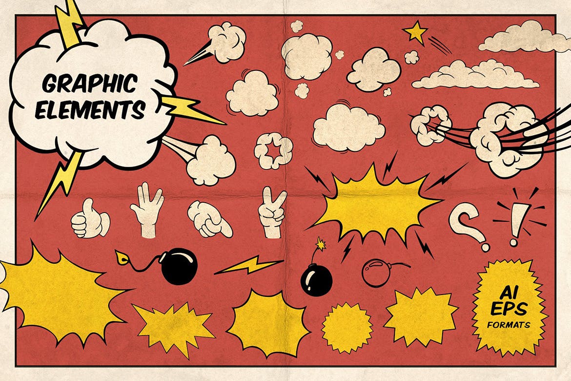漫威&DC欧美复古漫画插画设计工具包插图(8)