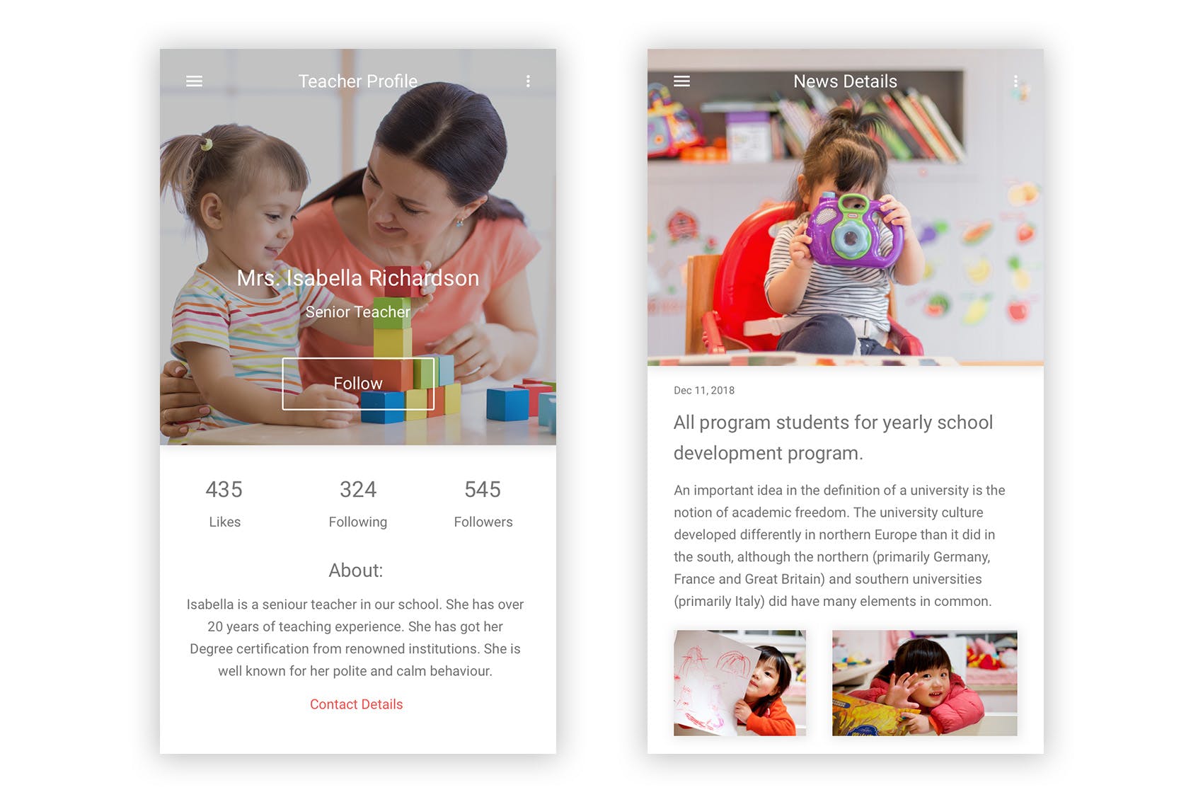 学前教育&幼儿园APP应用UI设计套件XD模板 Balak – Kindergarten & Pre-school Adobe XD UI Kit插图(4)