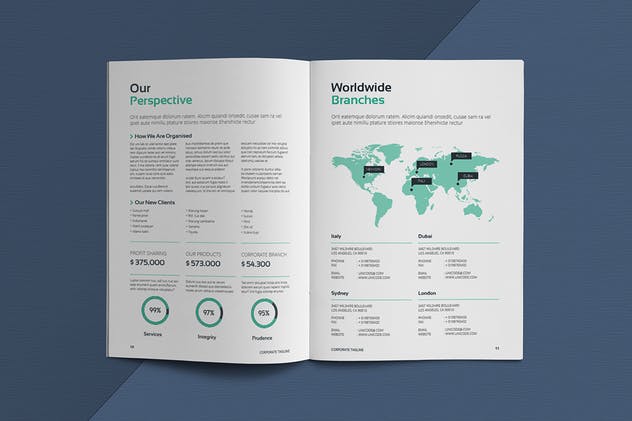 高端企业宣传画册设计INDD模板素材 Business Brochure Template插图(7)