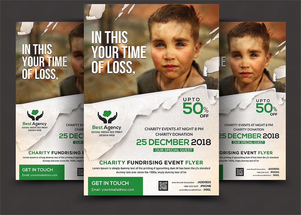 公益慈善活动传单模板 Charity Flyer插图