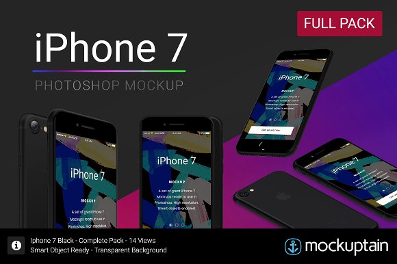 iPhone7 酷黑全包装产品模型 Mockup下载[PSD]插图