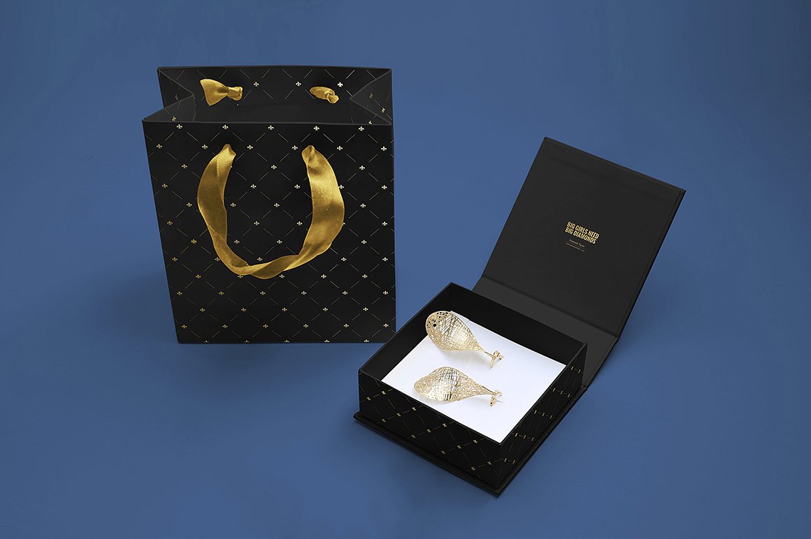 低调奢华珠宝盒礼品袋样机模板 Jewelry Box Mockup Set插图7