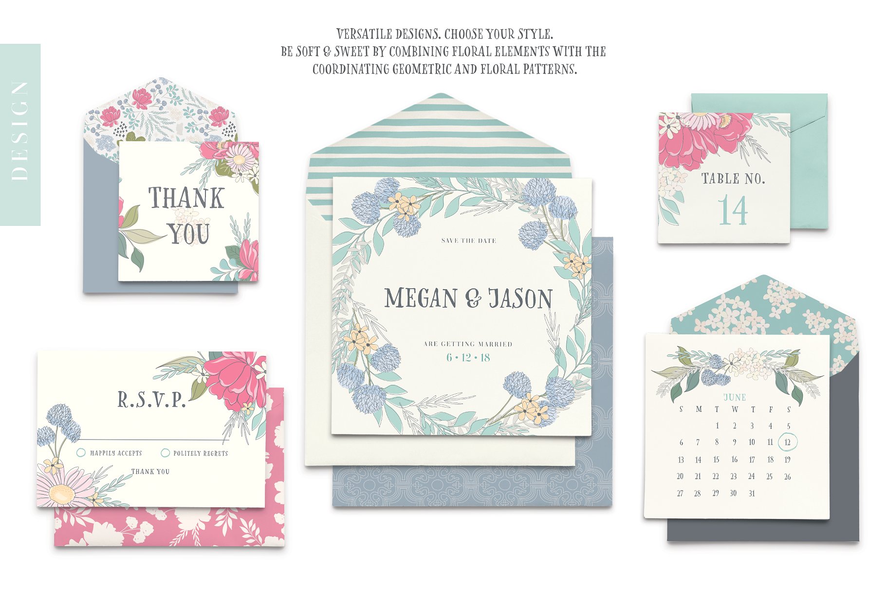甜美时尚花卉和几何图案纹理 Floral & Pattern Design Set插图(3)