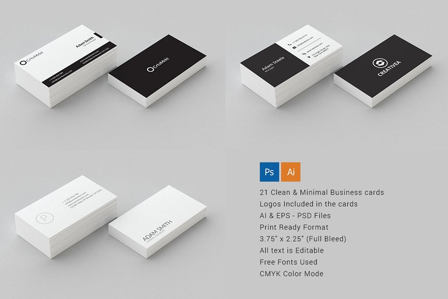 21款极简主义风格企业名片设计模板 21 Clean Minimal Business Cards插图(3)