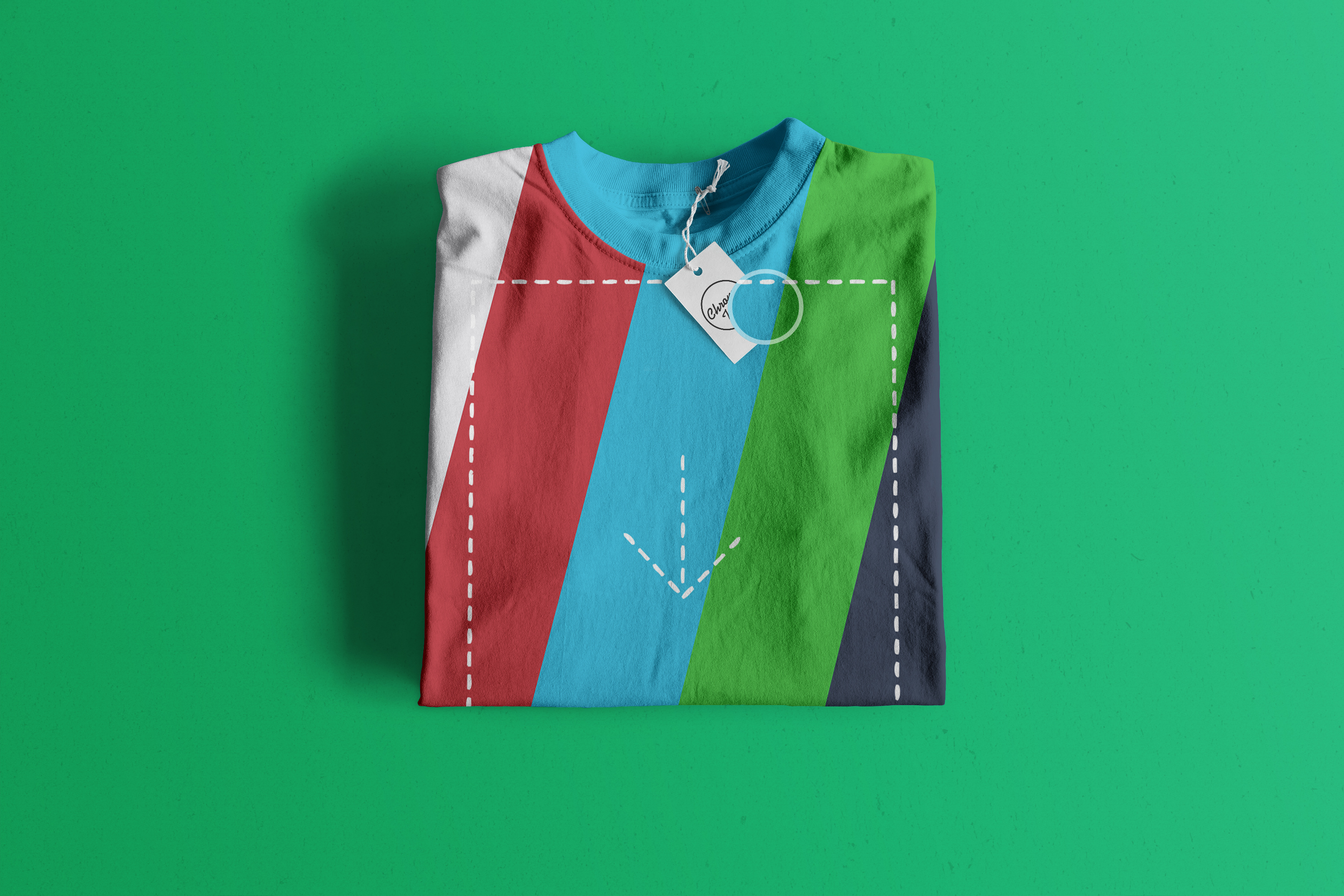 折叠T恤胸前印花图案设计样机模板01 Folded T-Shirt Mockup 01插图(1)