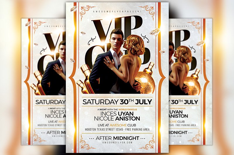 VIP俱乐部派对活动传单模板  VIP Club Flyer Template插图