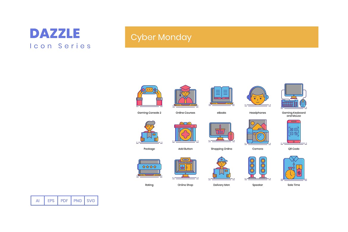 70枚网络星期一购物主题矢量图标素材 70 Cyber Monday Icons | Dazzle Series插图(4)