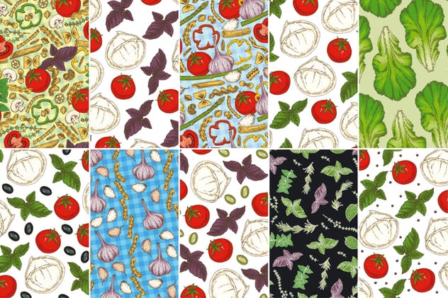 美味食物手绘图案无缝纹理合集 Food Seamless Patterns Collection插图(4)