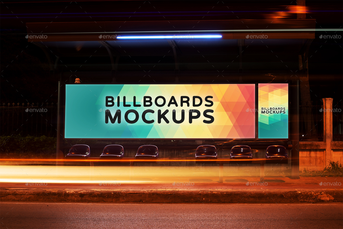 夜间广告牌展示样机模版 Billboards Mockups at Night Vol.1插图