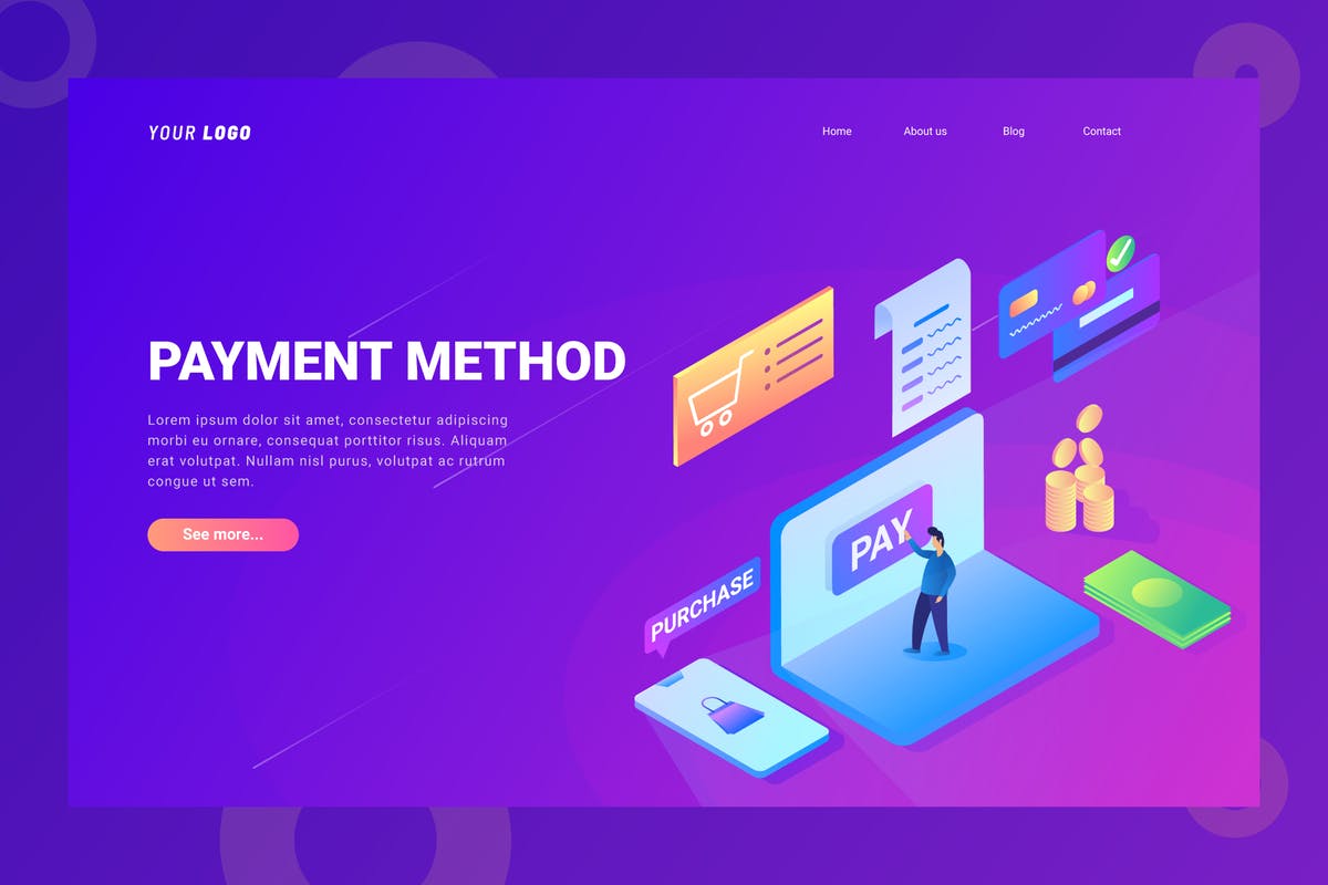 支付方式页面着陆页PSD模板 Payment Method – Landing Page插图